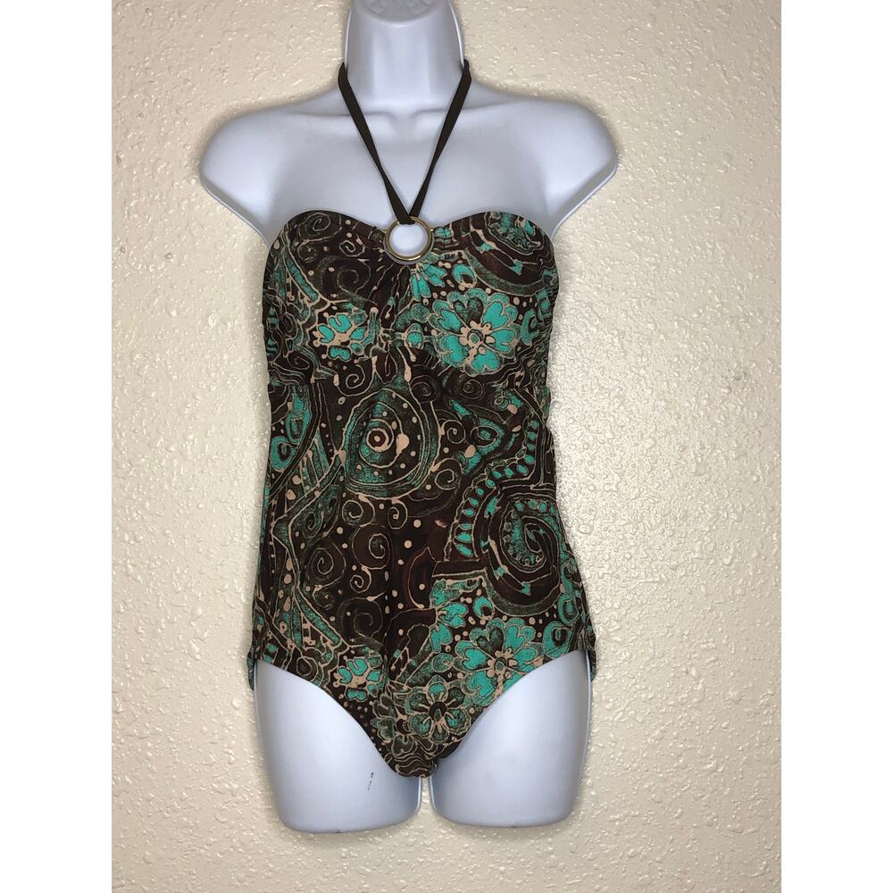 Merona Women’s Bathing Suit Medium One piece floral print, Halter